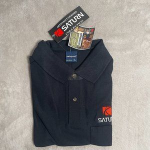 SATURN General Motors GM Men Black Short Sleeve Golf Polo Shirt